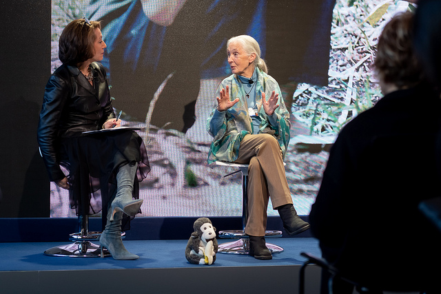 Photo of Jane Goodall and Susan Goldberg