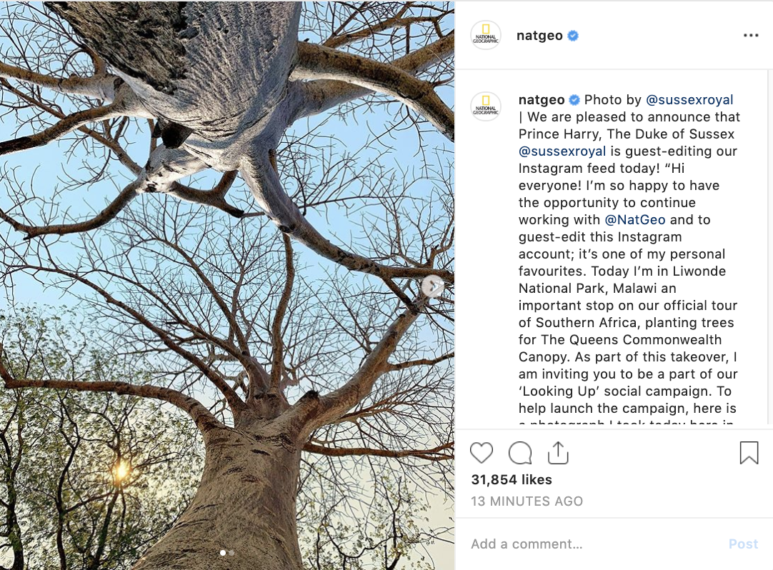 HRH The Duke Of Sussex to Guest Edit National Geographic’s Instagram Account