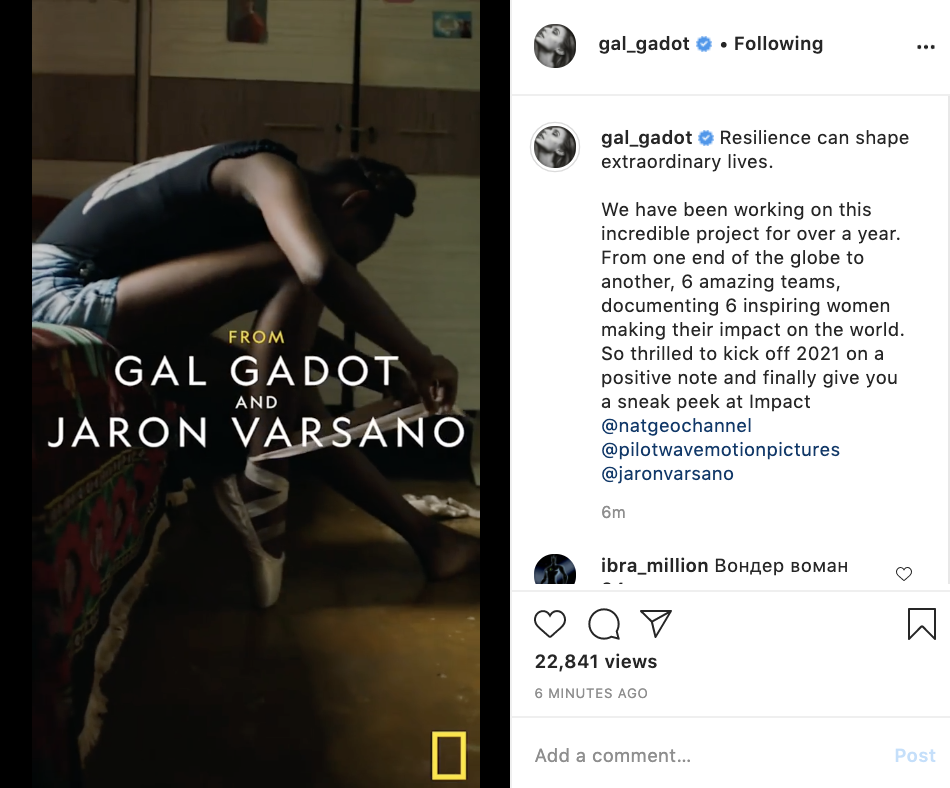 Gal Gadot Shares First Look at ‘National Geographic Presents: IMPACT with Gal Gadot’